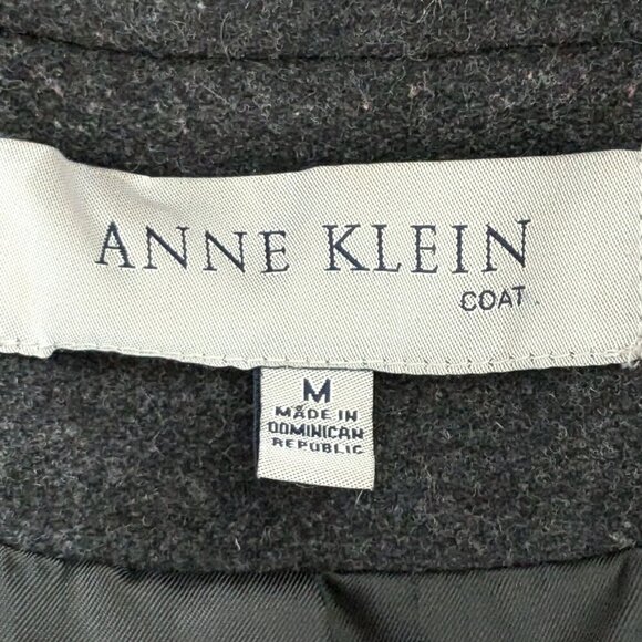 ANNE KLEIN Black Wool Blend Mid-Length Lined Dress Business Coat; Size M - Picture 5 of 7